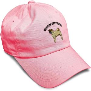 imageSoft Baseball Cap Pug Dog A Embroidery Dogs Pug Twill Cotton Wolf Dad Hats for Men ampamp WomenCoral Personalized Text Here