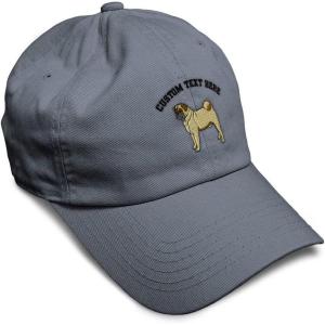 imageSoft Baseball Cap Pug Dog A Embroidery Dogs Pug Twill Cotton Wolf Dad Hats for Men ampamp WomenDark Grey Personalized Text Here