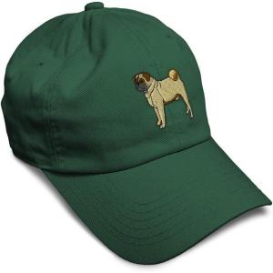 imageSoft Baseball Cap Pug Dog A Embroidery Dogs Pug Twill Cotton Wolf Dad Hats for Men ampamp WomenForest Green Design Only