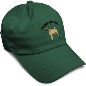 imageSoft Baseball Cap Pug Dog A Embroidery Dogs Pug Twill Cotton Wolf Dad Hats for Men ampamp WomenForest Green Personalized Text Here