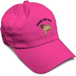 imageSoft Baseball Cap Pug Dog A Embroidery Dogs Pug Twill Cotton Wolf Dad Hats for Men ampamp WomenHot Pink Personalized Text Here