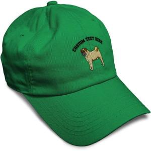 imageSoft Baseball Cap Pug Dog A Embroidery Dogs Pug Twill Cotton Wolf Dad Hats for Men ampamp WomenKelly Green Personalized Text Here