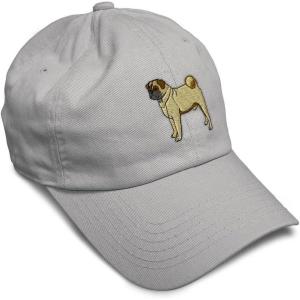 imageSoft Baseball Cap Pug Dog A Embroidery Dogs Pug Twill Cotton Wolf Dad Hats for Men ampamp WomenLight Grey Design Only