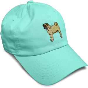 imageSoft Baseball Cap Pug Dog A Embroidery Dogs Pug Twill Cotton Wolf Dad Hats for Men ampamp WomenMint Design Only