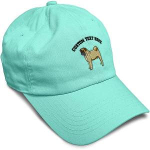 imageSoft Baseball Cap Pug Dog A Embroidery Dogs Pug Twill Cotton Wolf Dad Hats for Men ampamp WomenMint Personalized Text Here