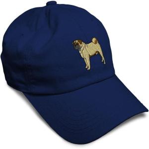 imageSoft Baseball Cap Pug Dog A Embroidery Dogs Pug Twill Cotton Wolf Dad Hats for Men ampamp WomenNavy Design Only