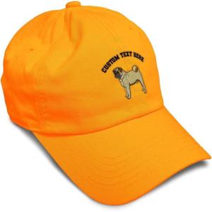 imageSoft Baseball Cap Pug Dog A Embroidery Dogs Pug Twill Cotton Wolf Dad Hats for Men ampamp WomenOrange Personalized Text Here