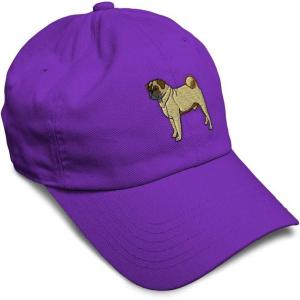 imageSoft Baseball Cap Pug Dog A Embroidery Dogs Pug Twill Cotton Wolf Dad Hats for Men ampamp WomenPurple Design Only