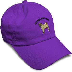 imageSoft Baseball Cap Pug Dog A Embroidery Dogs Pug Twill Cotton Wolf Dad Hats for Men ampamp WomenPurple Personalized Text Here