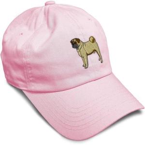 imageSoft Baseball Cap Pug Dog A Embroidery Dogs Pug Twill Cotton Wolf Dad Hats for Men ampamp WomenSoft Pink Design Only