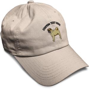 imageSoft Baseball Cap Pug Dog A Embroidery Dogs Pug Twill Cotton Wolf Dad Hats for Men ampamp WomenStone Personalized Text Here