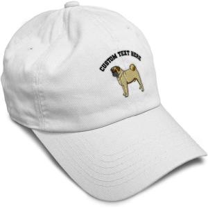 imageSoft Baseball Cap Pug Dog A Embroidery Dogs Pug Twill Cotton Wolf Dad Hats for Men ampamp WomenWhite Personalized Text Here