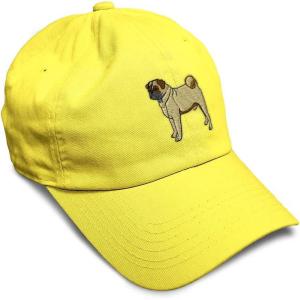 imageSoft Baseball Cap Pug Dog A Embroidery Dogs Pug Twill Cotton Wolf Dad Hats for Men ampamp WomenYellow Design Only