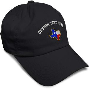 imageSoft Baseball Cap Texas State Flag Map A Embroidery Flags State Cotton Country Dad Hats for Men ampamp WomenBlack Personalized Text Here