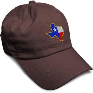 imageSoft Baseball Cap Texas State Flag Map A Embroidery Flags State Cotton Country Dad Hats for Men ampamp WomenBrown Design Only