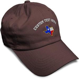 imageSoft Baseball Cap Texas State Flag Map A Embroidery Flags State Cotton Country Dad Hats for Men ampamp WomenBrown Personalized Text Here