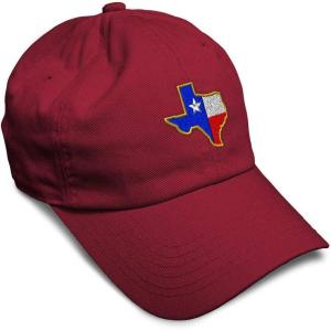 imageSoft Baseball Cap Texas State Flag Map A Embroidery Flags State Cotton Country Dad Hats for Men ampamp WomenBurgundy Design Only