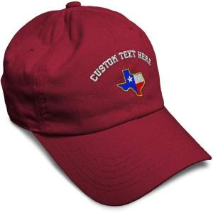 imageSoft Baseball Cap Texas State Flag Map A Embroidery Flags State Cotton Country Dad Hats for Men ampamp WomenBurgundy Personalized Text Here