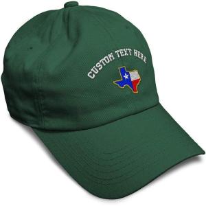 imageSoft Baseball Cap Texas State Flag Map A Embroidery Flags State Cotton Country Dad Hats for Men ampamp WomenForest Green Personalized Text Here