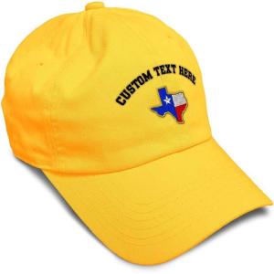 imageSoft Baseball Cap Texas State Flag Map A Embroidery Flags State Cotton Country Dad Hats for Men ampamp WomenGolden Yellow Personalized Text Here