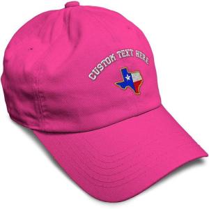 imageSoft Baseball Cap Texas State Flag Map A Embroidery Flags State Cotton Country Dad Hats for Men ampamp WomenHot Pink Personalized Text Here