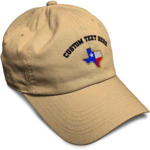 imageSoft Baseball Cap Texas State Flag Map A Embroidery Flags State Cotton Country Dad Hats for Men ampamp WomenKhaki Personalized Text Here