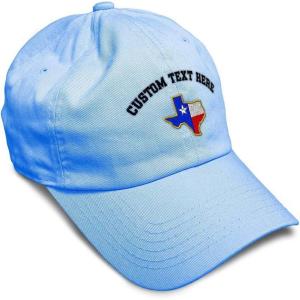 imageSoft Baseball Cap Texas State Flag Map A Embroidery Flags State Cotton Country Dad Hats for Men ampamp WomenLight Blue Personalized Text Here