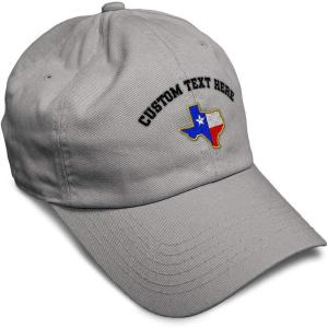 imageSoft Baseball Cap Texas State Flag Map A Embroidery Flags State Cotton Country Dad Hats for Men ampamp WomenLight Grey Personalized Text Here