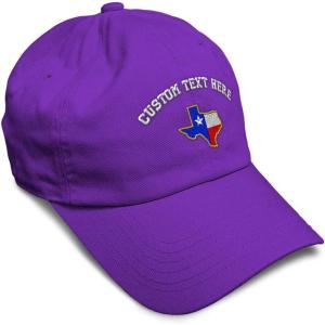 imageSoft Baseball Cap Texas State Flag Map A Embroidery Flags State Cotton Country Dad Hats for Men ampamp WomenPurple Personalized Text Here