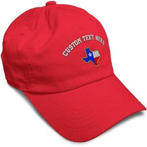 imageSoft Baseball Cap Texas State Flag Map A Embroidery Flags State Cotton Country Dad Hats for Men ampamp WomenRed Personalized Text Here