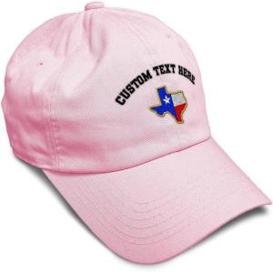 imageSoft Baseball Cap Texas State Flag Map A Embroidery Flags State Cotton Country Dad Hats for Men ampamp WomenSoft Pink Personalized Text Here
