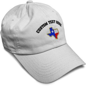 imageSoft Baseball Cap Texas State Flag Map A Embroidery Flags State Cotton Country Dad Hats for Men ampamp WomenWhite Personalized Text Here