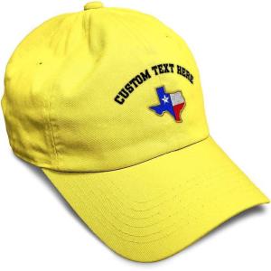 imageSoft Baseball Cap Texas State Flag Map A Embroidery Flags State Cotton Country Dad Hats for Men ampamp WomenYellow Personalized Text Here