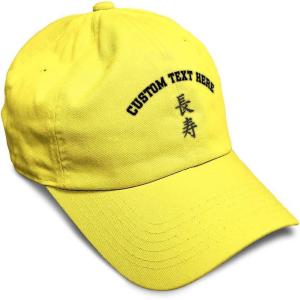imageSpeedy Pros Soft Baseball Cap Long Life Japanese Kanji Grey Symbols Cotton Embroidered Dad Hats for Men ampamp WomenYellow Personalized Text Here