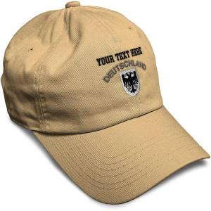 imageSoft Baseball Cap Deutschland Black German Eagle Flags World Cup Soccer Cotton Dad Hats for Men ampamp WomenKhaki Personalized Text Here