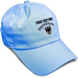 imageSoft Baseball Cap Deutschland Black German Eagle Flags World Cup Soccer Cotton Dad Hats for Men ampamp WomenLight Blue Personalized Text Here