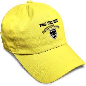 imageSoft Baseball Cap Deutschland Black German Eagle Flags World Cup Soccer Cotton Dad Hats for Men ampamp WomenYellow Personalized Text Here