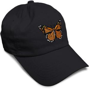 imageSoft Baseball Cap Monarch Butterfly Embroidery Insects Butterfly Embroidery Cotton Dad Hats for Men ampamp WomenBlack Design Only