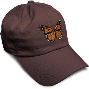 imageSoft Baseball Cap Monarch Butterfly Embroidery Insects Butterfly Embroidery Cotton Dad Hats for Men ampamp WomenBrown Design Only