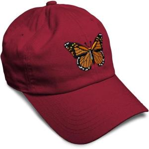 imageSoft Baseball Cap Monarch Butterfly Embroidery Insects Butterfly Embroidery Cotton Dad Hats for Men ampamp WomenBurgundy Design Only
