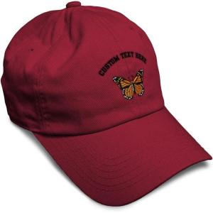 imageSoft Baseball Cap Monarch Butterfly Embroidery Insects Butterfly Embroidery Cotton Dad Hats for Men ampamp WomenBurgundy Personalized Text Here