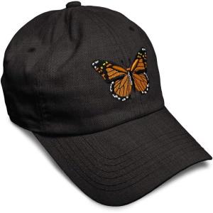 imageSoft Baseball Cap Monarch Butterfly Embroidery Insects Butterfly Embroidery Cotton Dad Hats for Men ampamp WomenDark Denim Design Only