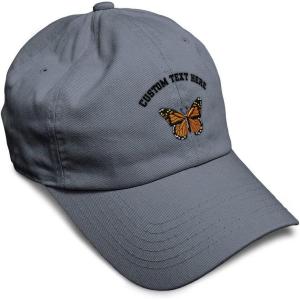 imageSoft Baseball Cap Monarch Butterfly Embroidery Insects Butterfly Embroidery Cotton Dad Hats for Men ampamp WomenDark Grey Personalized Text Here