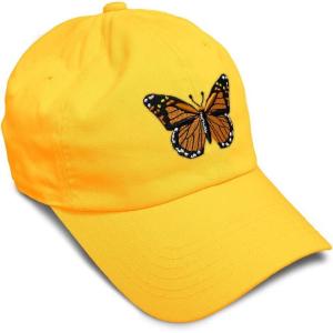 imageSoft Baseball Cap Monarch Butterfly Embroidery Insects Butterfly Embroidery Cotton Dad Hats for Men ampamp WomenGolden Yellow Design Only