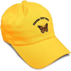 imageSoft Baseball Cap Monarch Butterfly Embroidery Insects Butterfly Embroidery Cotton Dad Hats for Men ampamp WomenGolden Yellow Personalized Text Here