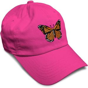 imageSoft Baseball Cap Monarch Butterfly Embroidery Insects Butterfly Embroidery Cotton Dad Hats for Men ampamp WomenHot Pink Design Only