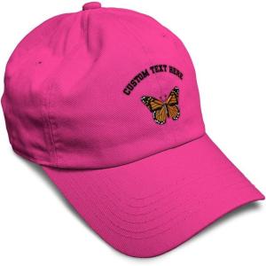imageSoft Baseball Cap Monarch Butterfly Embroidery Insects Butterfly Embroidery Cotton Dad Hats for Men ampamp WomenHot Pink Personalized Text Here