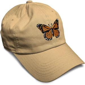 imageSoft Baseball Cap Monarch Butterfly Embroidery Insects Butterfly Embroidery Cotton Dad Hats for Men ampamp WomenKhaki Design Only
