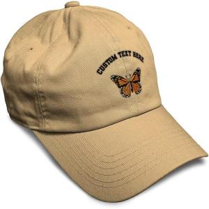 imageSoft Baseball Cap Monarch Butterfly Embroidery Insects Butterfly Embroidery Cotton Dad Hats for Men ampamp WomenKhaki Personalized Text Here