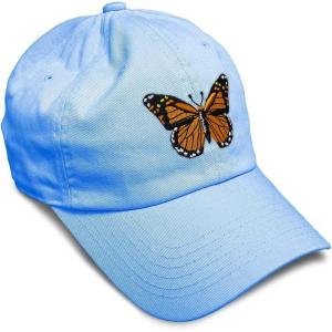 imageSoft Baseball Cap Monarch Butterfly Embroidery Insects Butterfly Embroidery Cotton Dad Hats for Men ampamp WomenLight Blue Design Only